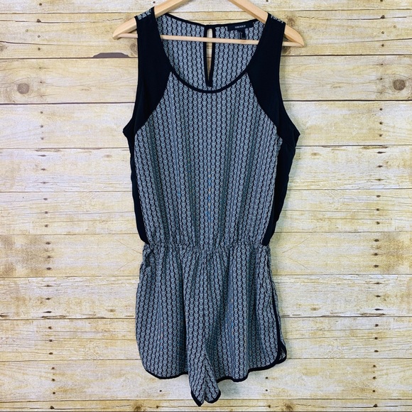 Forever 21 Pants - Forever 21 Geometric Romper Black & White Large